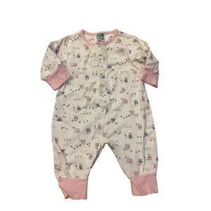 Vintage McBaby McDonald's Bear Garden Print Romper Pink White 3-6 Months Cotton
